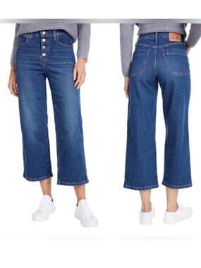 LEVIS MILE HIGH CROPPED WIDE LEG JEANS SIZE 31 HIGH WAIST WIDE LEG BUTTON FRONT
